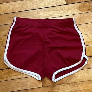 Rosio Women’s Burgundy red and white running athletic shorts size medium